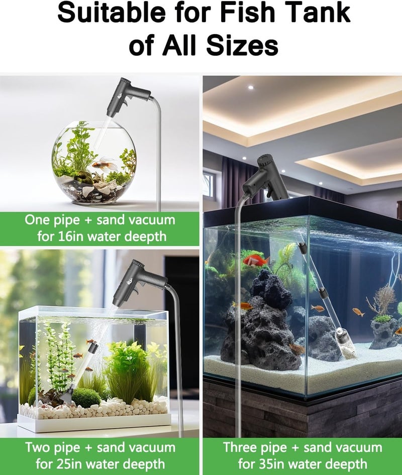 AQQA Aquarium Gravel Cleaner, 4-in-1 Upgrade Suction Power Manual Fish Tank Gravel Vacuum Cleaner Tools for Aquarium Water Changer with Water Flow Adjustment Use for Fish Tank Cleaning Gravel Sand - Image 5